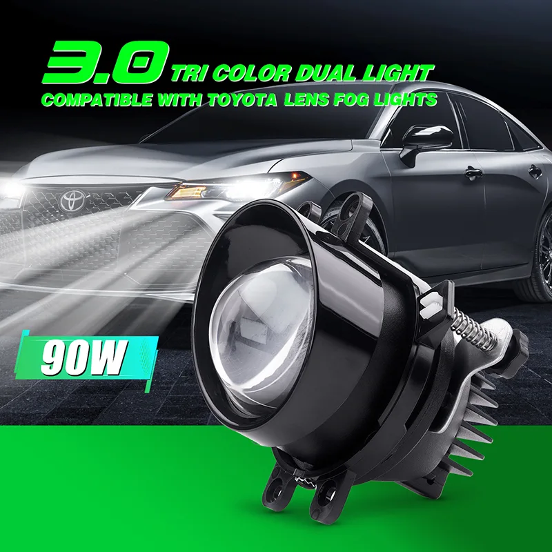 W0624X/3 inç Toyota'ya Özel Üç Renkli Çift Renkli Lensli Sis Farları
